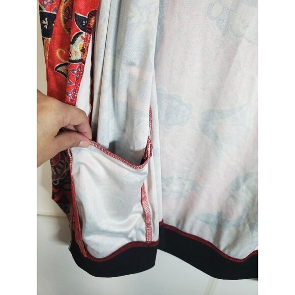 INC International Concepts Jacket Women Size Medium Pockets Red Paisley Zipper - Picture 15 of 15